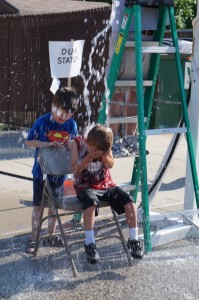 A highlight of Waterford's field day activities was the dunk tank, which splashed students with water on a hot day.