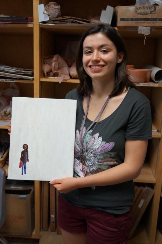 Alyssa Hostetler with her piece "Unforgotten," which won a silver award at the national Scholastic Art & Writing Contest